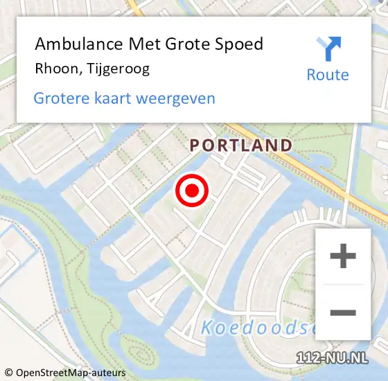 Locatie op kaart van de 112 melding: Ambulance Met Grote Spoed Naar Rhoon, Tijgeroog op 23 augustus 2022 12:35