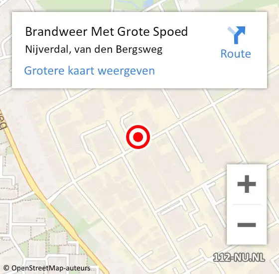 Locatie op kaart van de 112 melding: Brandweer Met Grote Spoed Naar Nijverdal, van den Bergsweg op 23 augustus 2022 12:38