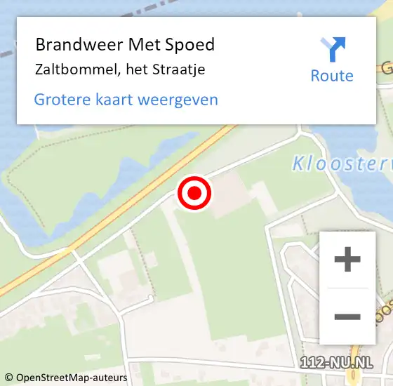 Locatie op kaart van de 112 melding: Brandweer Met Spoed Naar Zaltbommel, het Straatje op 23 augustus 2022 12:53