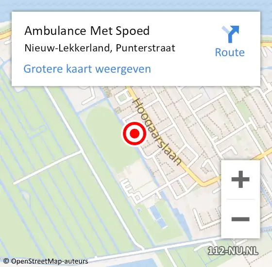 Locatie op kaart van de 112 melding: Ambulance Met Spoed Naar Nieuw-Lekkerland, Punterstraat op 23 augustus 2022 12:53