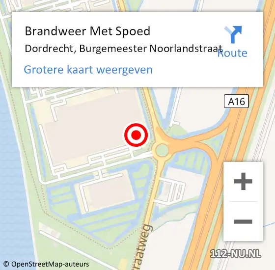 Locatie op kaart van de 112 melding: Brandweer Met Spoed Naar Dordrecht, Burgemeester Noorlandstraat op 23 augustus 2022 12:56