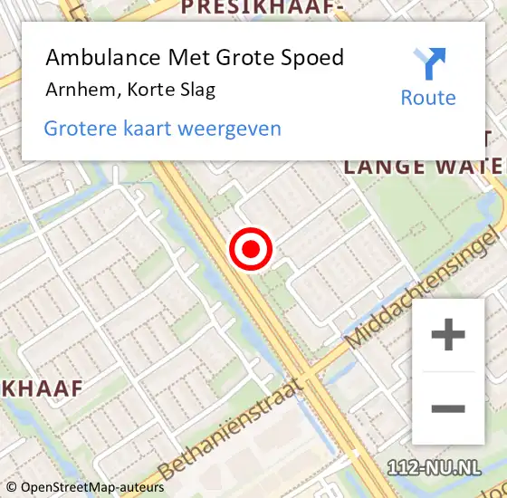 Locatie op kaart van de 112 melding: Ambulance Met Grote Spoed Naar Arnhem, Korte Slag op 23 augustus 2022 13:18