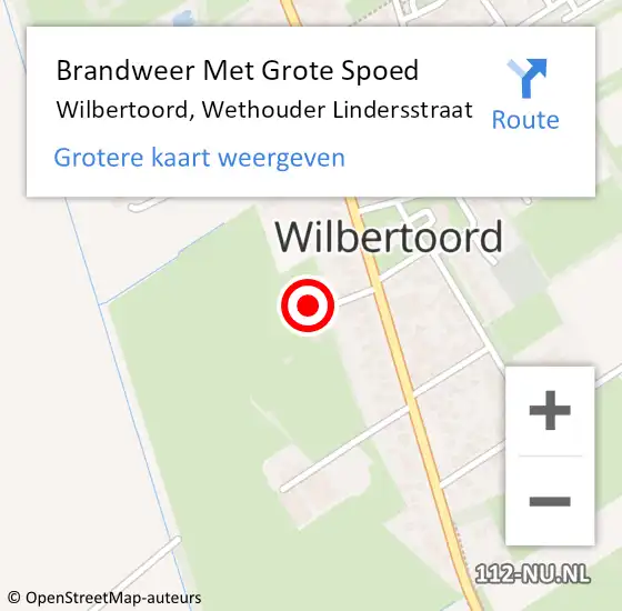 Locatie op kaart van de 112 melding: Brandweer Met Grote Spoed Naar Wilbertoord, Wethouder Lindersstraat op 23 augustus 2022 13:30