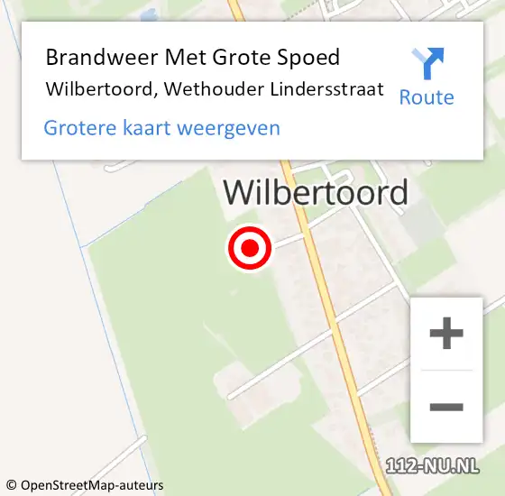 Locatie op kaart van de 112 melding: Brandweer Met Grote Spoed Naar Wilbertoord, Wethouder Lindersstraat op 23 augustus 2022 13:31