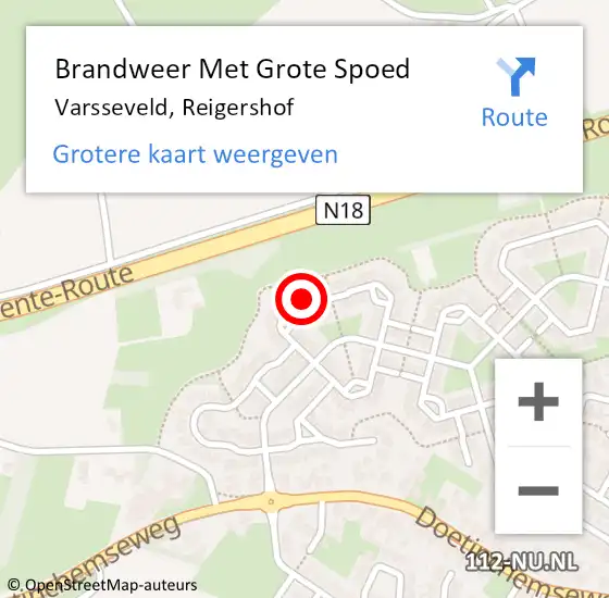 Locatie op kaart van de 112 melding: Brandweer Met Grote Spoed Naar Varsseveld, Reigershof op 23 augustus 2022 13:31