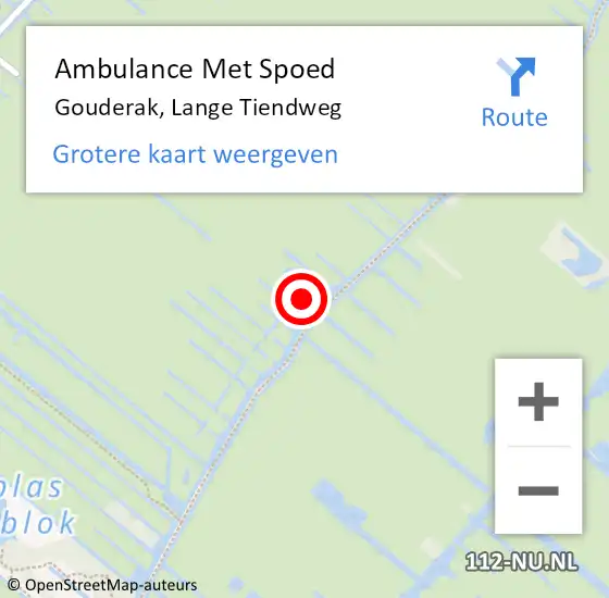 Locatie op kaart van de 112 melding: Ambulance Met Spoed Naar Gouderak, Lange Tiendweg op 23 augustus 2022 13:56