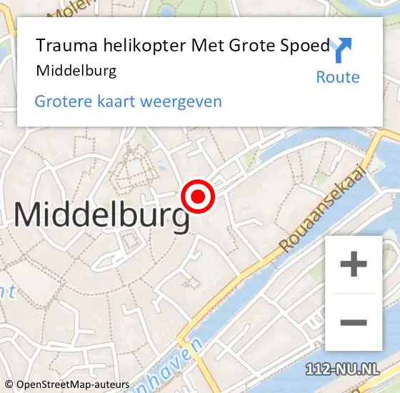 Locatie op kaart van de 112 melding: Trauma helikopter Met Grote Spoed Naar Middelburg op 23 augustus 2022 14:21