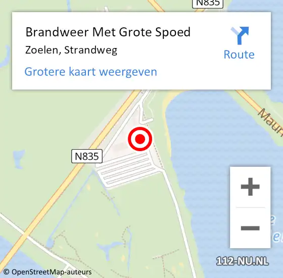 Locatie op kaart van de 112 melding: Brandweer Met Grote Spoed Naar Zoelen, Strandweg op 23 augustus 2022 14:25