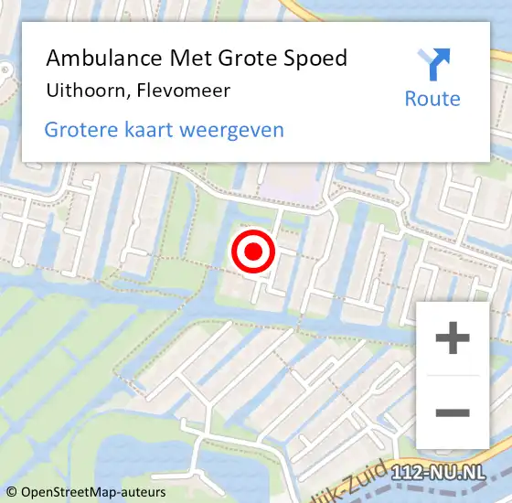 Locatie op kaart van de 112 melding: Ambulance Met Grote Spoed Naar Uithoorn, Flevomeer op 23 augustus 2022 15:04