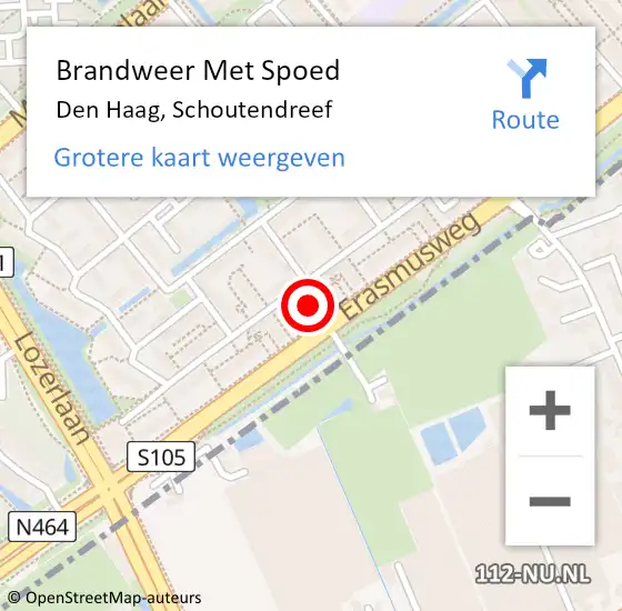 Locatie op kaart van de 112 melding: Brandweer Met Spoed Naar Den Haag, Schoutendreef op 23 augustus 2022 15:16