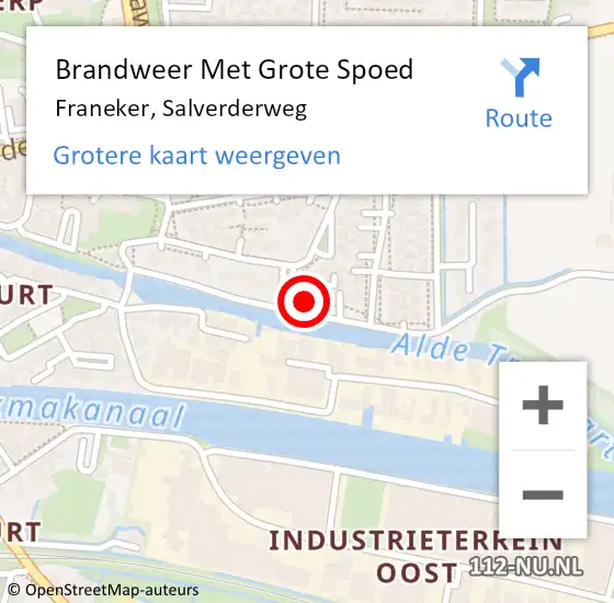 Locatie op kaart van de 112 melding: Brandweer Met Grote Spoed Naar Franeker, Salverderweg op 23 augustus 2022 15:43