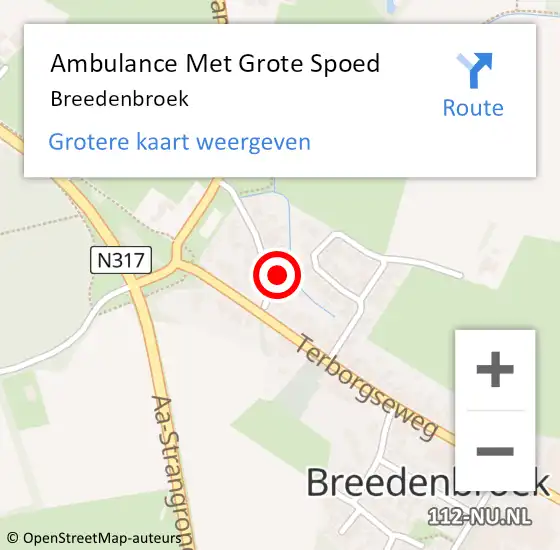 Locatie op kaart van de 112 melding: Ambulance Met Grote Spoed Naar Breedenbroek op 23 augustus 2022 15:50