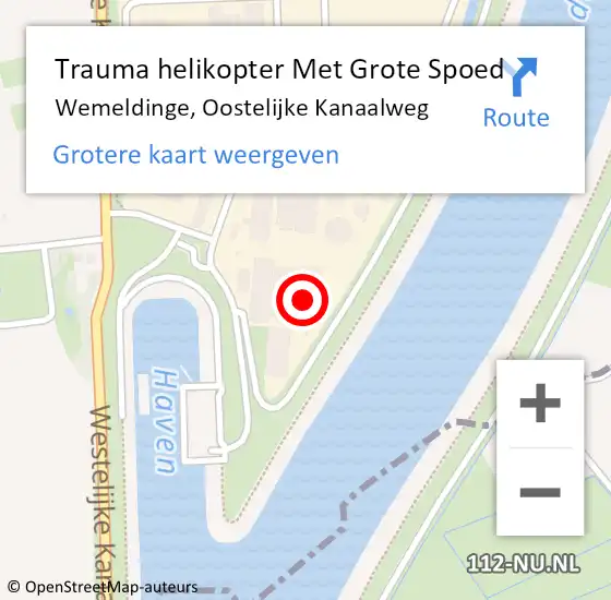 Locatie op kaart van de 112 melding: Trauma helikopter Met Grote Spoed Naar Wemeldinge, Oostelijke Kanaalweg op 23 augustus 2022 16:11