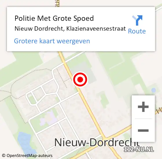 Locatie op kaart van de 112 melding: Politie Met Grote Spoed Naar Nieuw Dordrecht, Klazienaveensestraat op 23 augustus 2022 16:18