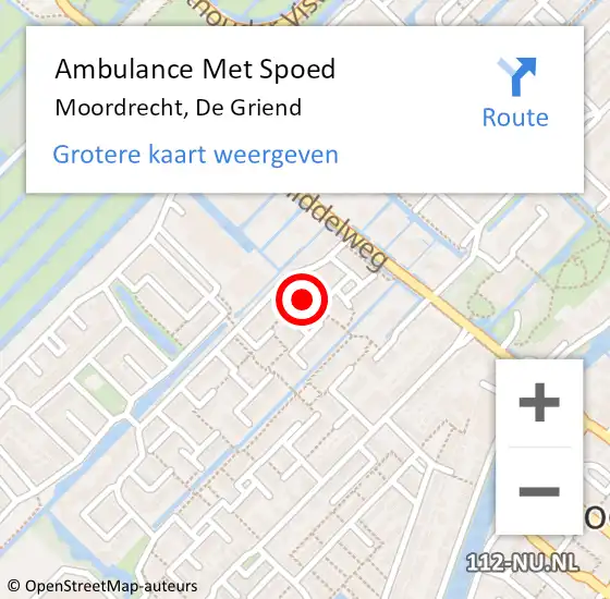 Locatie op kaart van de 112 melding: Ambulance Met Spoed Naar Moordrecht, De Griend op 23 augustus 2022 17:06