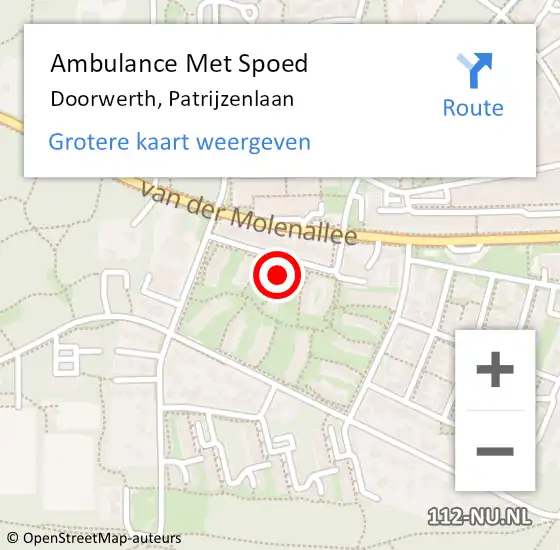 Locatie op kaart van de 112 melding: Ambulance Met Spoed Naar Doorwerth, Patrijzenlaan op 23 augustus 2022 17:13