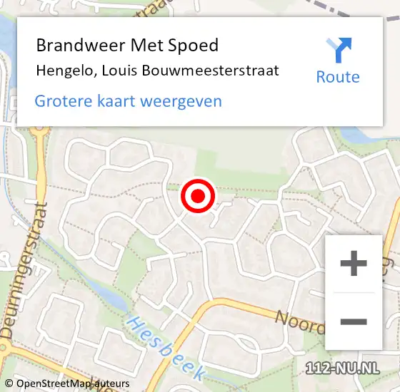 Locatie op kaart van de 112 melding: Brandweer Met Spoed Naar Hengelo, Louis Bouwmeesterstraat op 23 augustus 2022 17:23