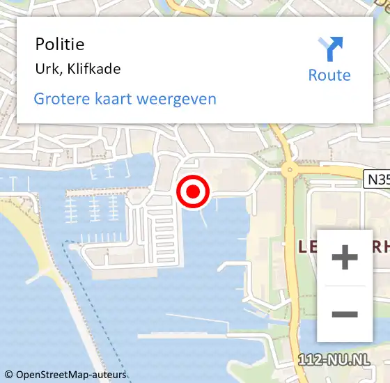 Locatie op kaart van de 112 melding: Politie Urk, Klifkade op 23 augustus 2022 17:40