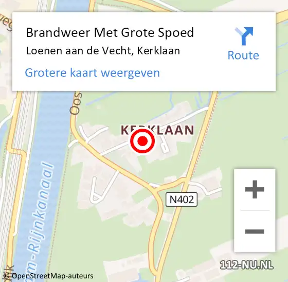 Locatie op kaart van de 112 melding: Brandweer Met Grote Spoed Naar Loenen aan de Vecht, Kerklaan op 23 augustus 2022 17:52