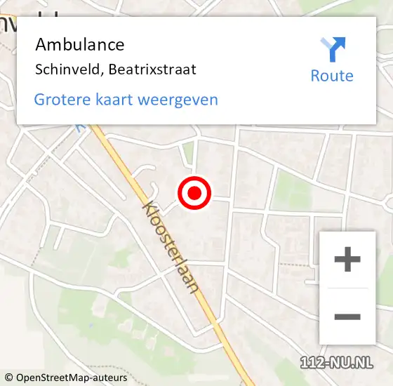 Locatie op kaart van de 112 melding: Ambulance Schinveld, Beatrixstraat op 27 juli 2014 11:55