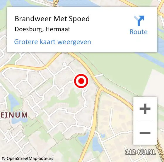 Locatie op kaart van de 112 melding: Brandweer Met Spoed Naar Doesburg, Hermaat op 23 augustus 2022 18:08