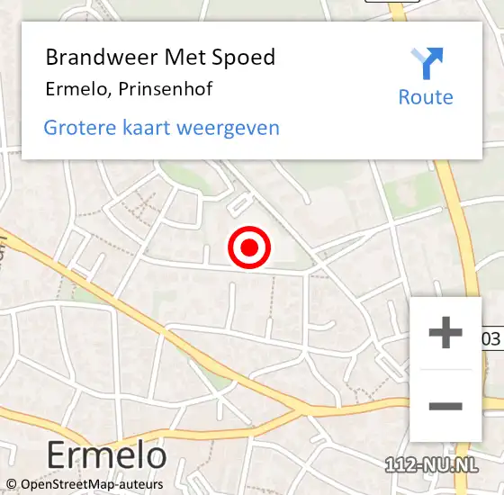 Locatie op kaart van de 112 melding: Brandweer Met Spoed Naar Ermelo, Prinsenhof op 23 augustus 2022 18:10