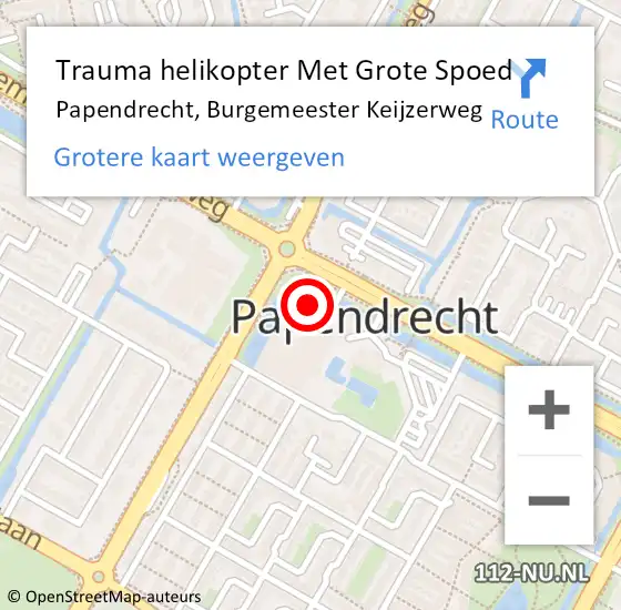 Locatie op kaart van de 112 melding: Trauma helikopter Met Grote Spoed Naar Papendrecht, Burgemeester Keijzerweg op 23 augustus 2022 18:17