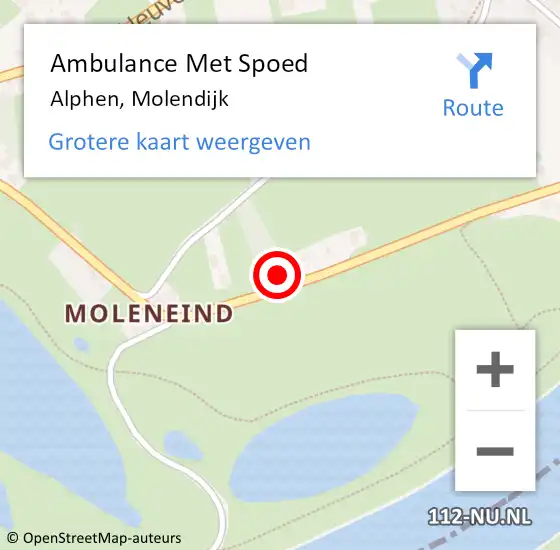 Locatie op kaart van de 112 melding: Ambulance Met Spoed Naar Alphen, Molendijk op 23 augustus 2022 18:39