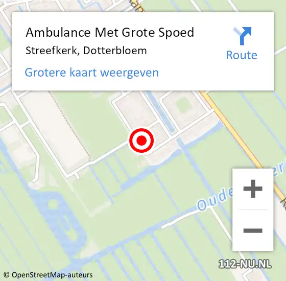 Locatie op kaart van de 112 melding: Ambulance Met Grote Spoed Naar Streefkerk, Dotterbloem op 23 augustus 2022 19:01