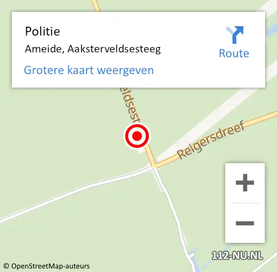 Locatie op kaart van de 112 melding: Politie Ameide, Aaksterveldsesteeg op 23 augustus 2022 19:01