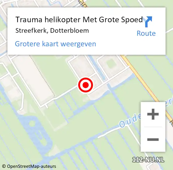 Locatie op kaart van de 112 melding: Trauma helikopter Met Grote Spoed Naar Streefkerk, Dotterbloem op 23 augustus 2022 19:03
