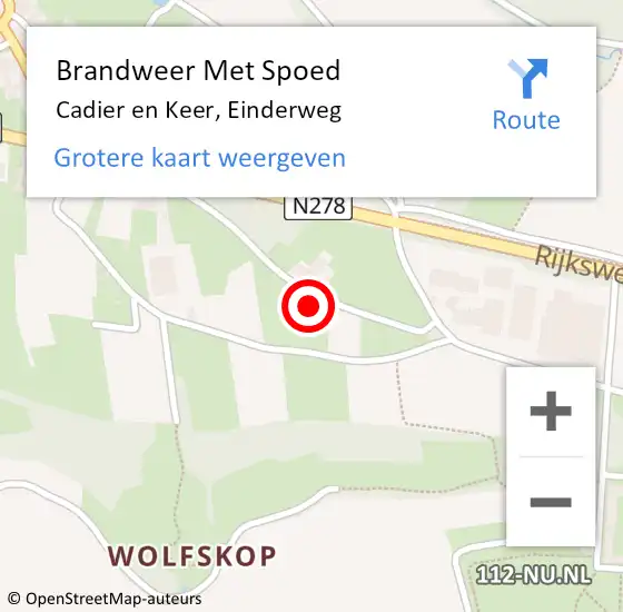 Locatie op kaart van de 112 melding: Brandweer Met Spoed Naar Cadier en Keer, Einderweg op 23 augustus 2022 19:19