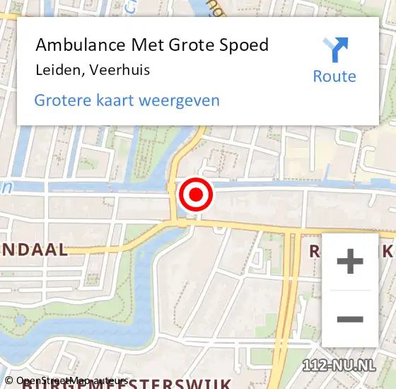 Locatie op kaart van de 112 melding: Ambulance Met Grote Spoed Naar Leiden, Veerhuis op 23 augustus 2022 19:29