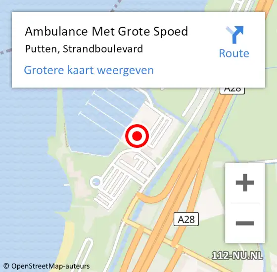 Locatie op kaart van de 112 melding: Ambulance Met Grote Spoed Naar Putten, Strandboulevard op 23 augustus 2022 19:36