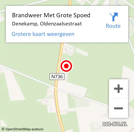 Locatie op kaart van de 112 melding: Brandweer Met Grote Spoed Naar Denekamp, Oldenzaalsestraat op 23 augustus 2022 19:39