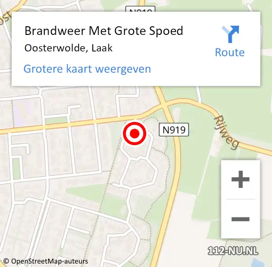 Locatie op kaart van de 112 melding: Brandweer Met Grote Spoed Naar Oosterwolde, Laak op 23 augustus 2022 19:57