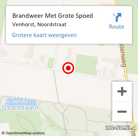 Locatie op kaart van de 112 melding: Brandweer Met Grote Spoed Naar Venhorst, Noordstraat op 23 augustus 2022 20:01