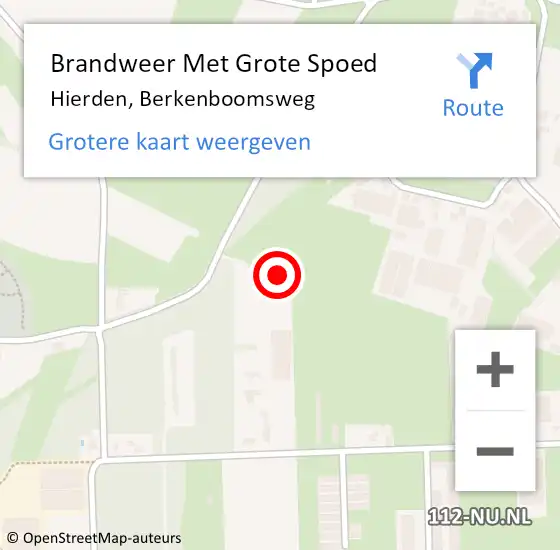 Locatie op kaart van de 112 melding: Brandweer Met Grote Spoed Naar Hierden, Berkenboomsweg op 23 augustus 2022 20:03