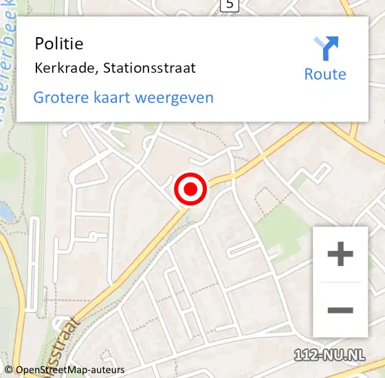 Locatie op kaart van de 112 melding: Politie Kerkrade, Stationsstraat op 23 augustus 2022 20:18