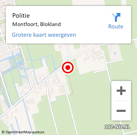 Locatie op kaart van de 112 melding: Politie Montfoort, Blokland op 23 augustus 2022 20:20