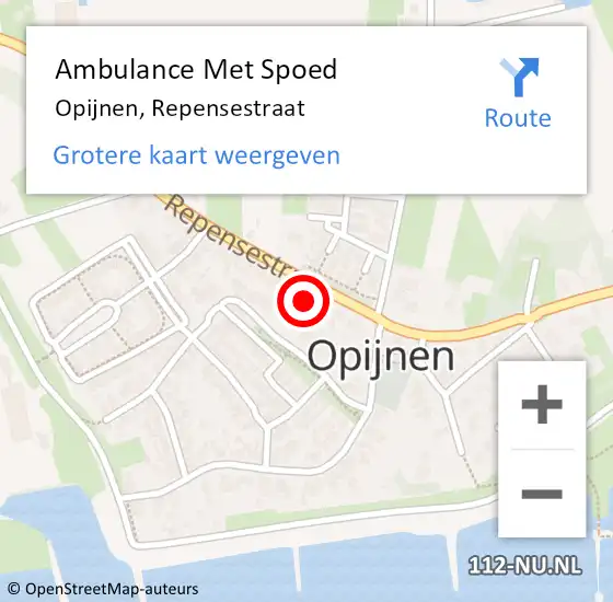 Locatie op kaart van de 112 melding: Ambulance Met Spoed Naar Opijnen, Repensestraat op 23 augustus 2022 20:35