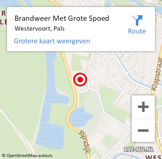 Locatie op kaart van de 112 melding: Brandweer Met Grote Spoed Naar Westervoort, Pals op 23 augustus 2022 20:36