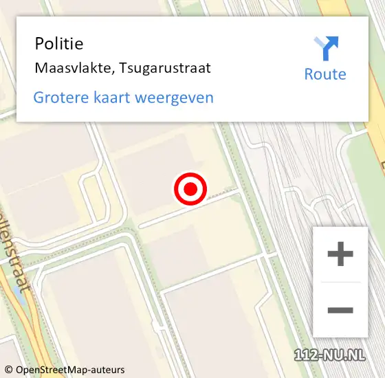 Locatie op kaart van de 112 melding: Politie Maasvlakte, Tsugarustraat op 23 augustus 2022 21:20