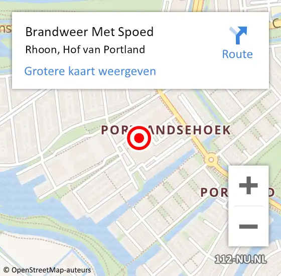 Locatie op kaart van de 112 melding: Brandweer Met Spoed Naar Rhoon, Hof van Portland op 23 augustus 2022 21:30