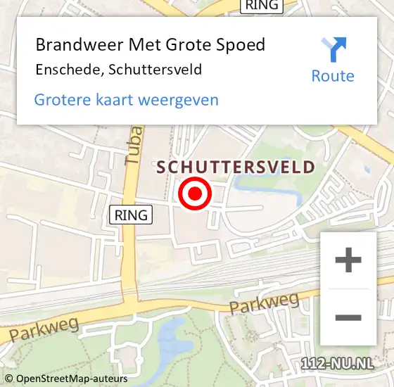Locatie op kaart van de 112 melding: Brandweer Met Grote Spoed Naar Enschede, Schuttersveld op 23 augustus 2022 21:40