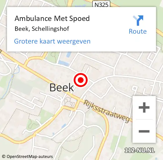 Locatie op kaart van de 112 melding: Ambulance Met Spoed Naar Beek, Schellingshof op 23 augustus 2022 22:07