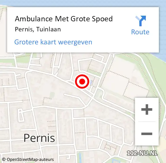 Locatie op kaart van de 112 melding: Ambulance Met Grote Spoed Naar Pernis, Tuinlaan op 23 augustus 2022 22:33