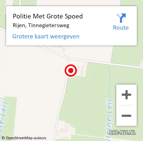 Locatie op kaart van de 112 melding: Politie Met Grote Spoed Naar Rijen, Tinnegietersweg op 23 augustus 2022 22:37