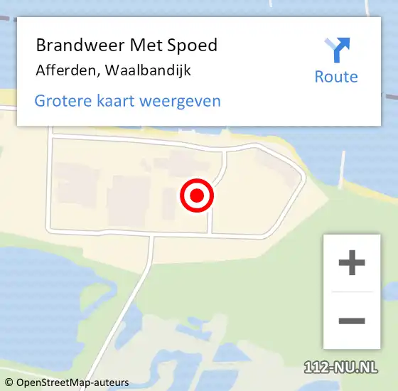 Locatie op kaart van de 112 melding: Brandweer Met Spoed Naar Afferden, Waalbandijk op 23 augustus 2022 22:46