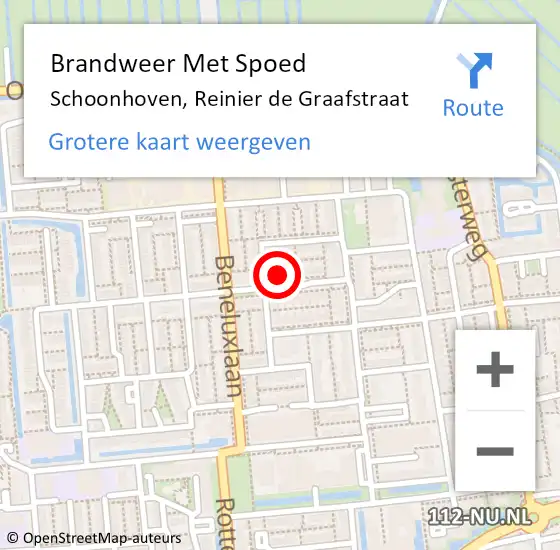 Locatie op kaart van de 112 melding: Brandweer Met Spoed Naar Schoonhoven, Reinier de Graafstraat op 23 augustus 2022 23:12